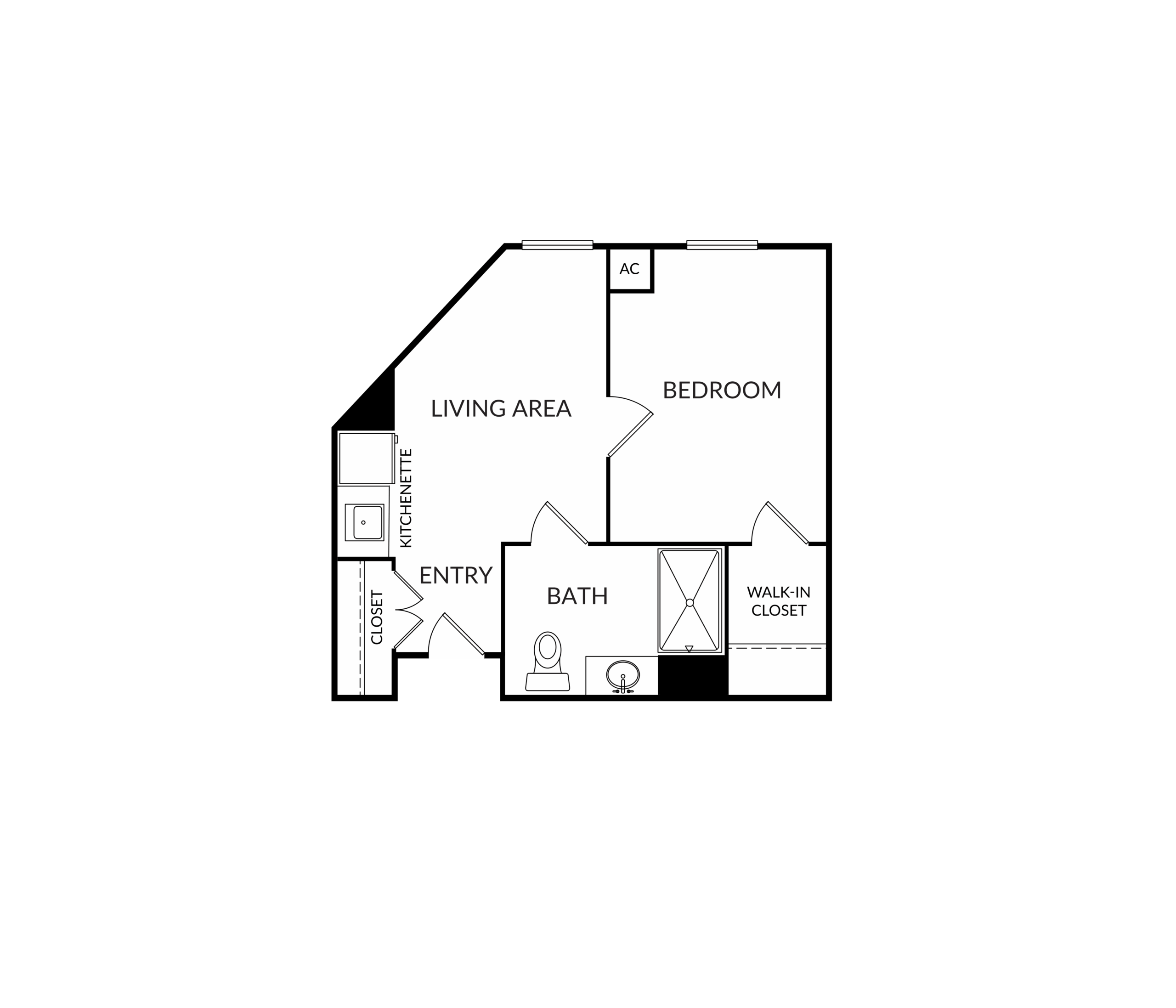One bedroom floor plan