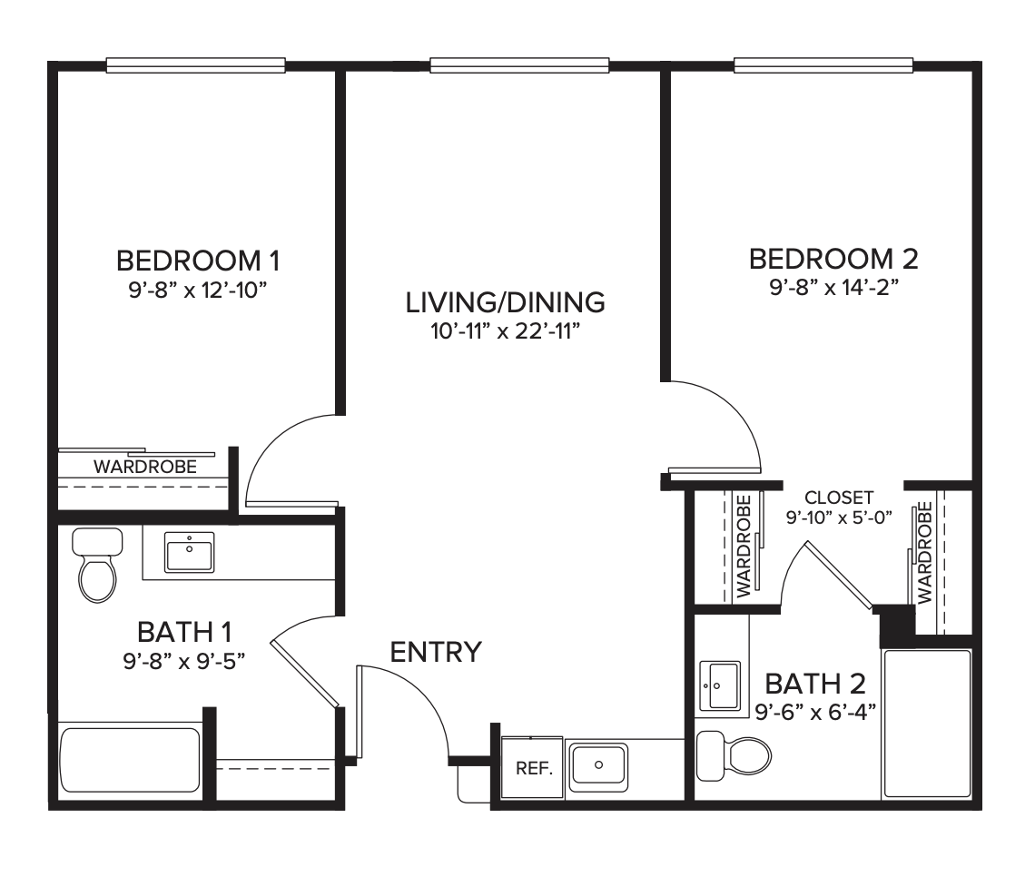 Wheatland assisted living two bedroom floorplan
