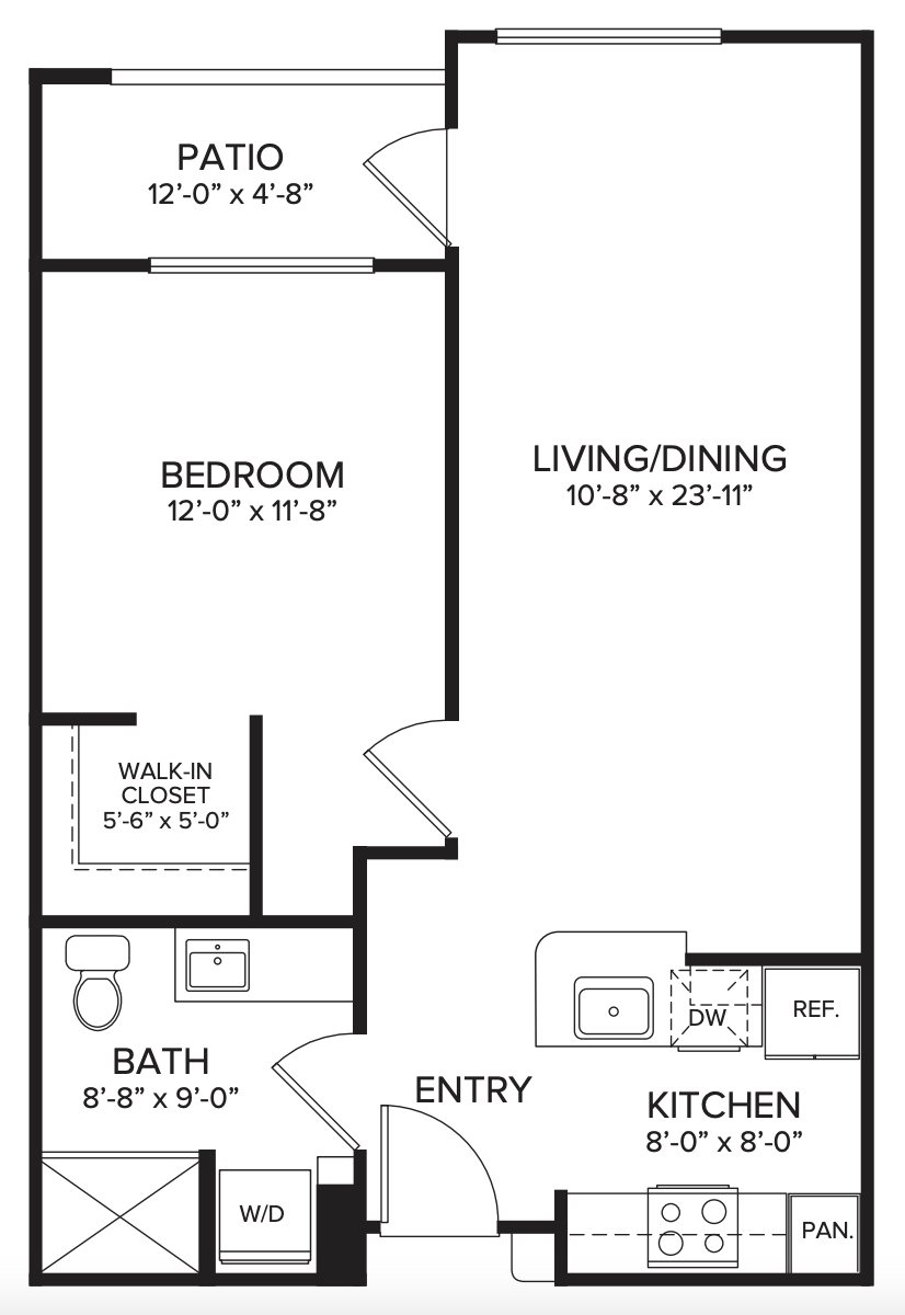 Wheatland 1 bedroom apartment floor plan