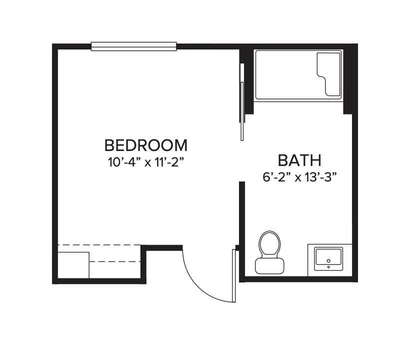 Wheatland memory care private suite one bath floorplan