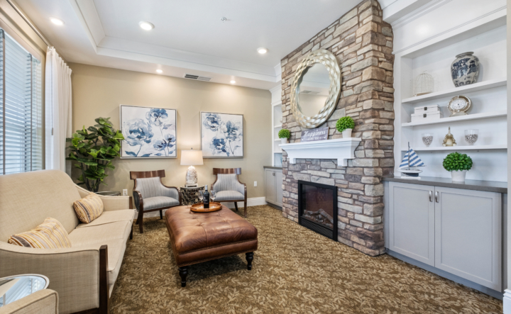 Senior living fireplace area