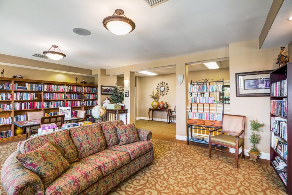 Senior living group area with couch