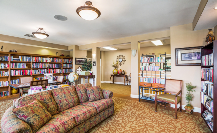 Senior living group area with couch
