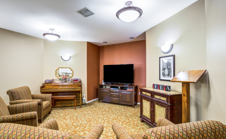 Senior living group TV room