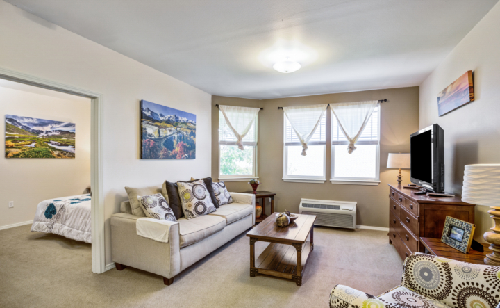 Senior living area with couch