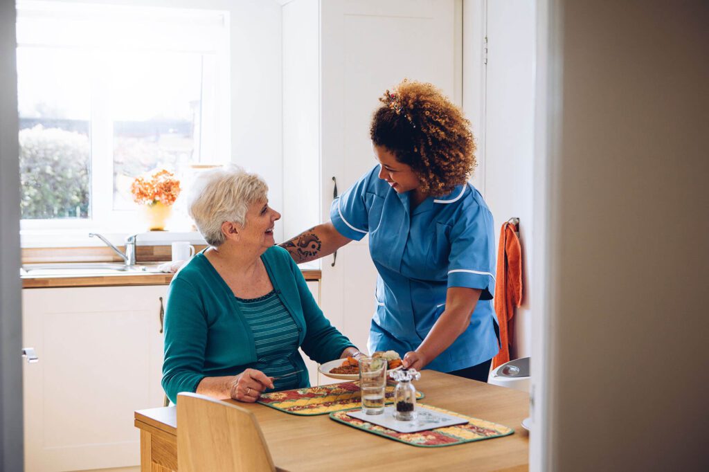 A staff member explains the importance of nutritional wellness