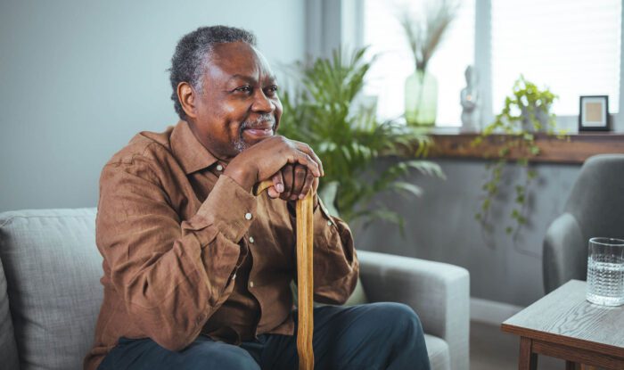 an elderly man in assisted living
