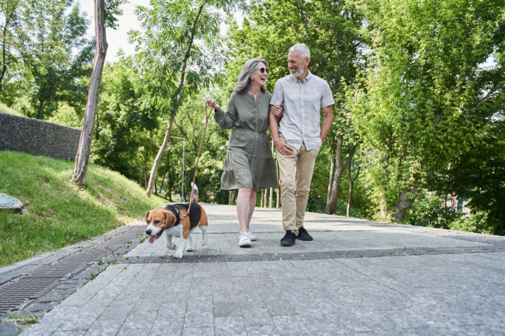 A couple strolls near Paradise Village