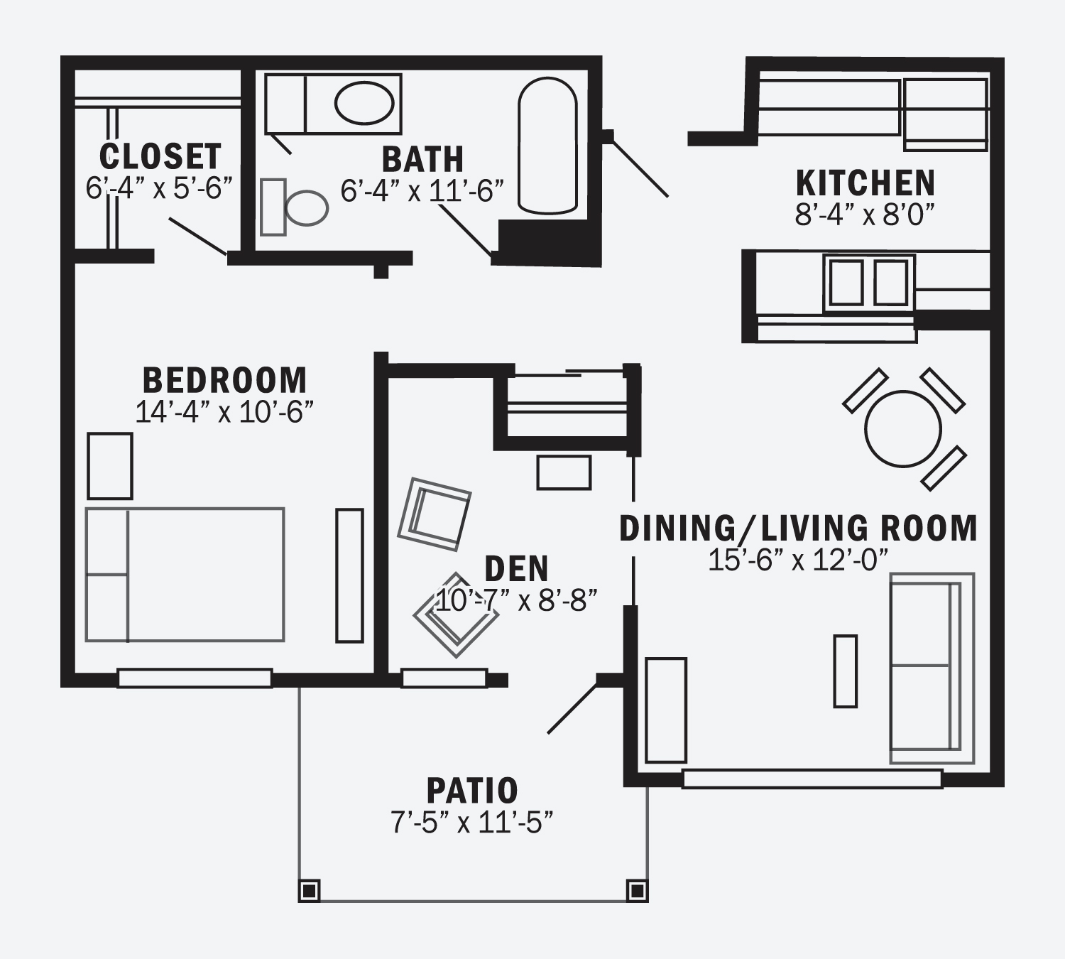 The Wexford - One Bedroom plus den floor plan - Generations LLc